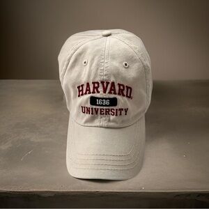 Harvard University Hat Cap Strap Back harvard Coop Adjustable Beige Embroidered